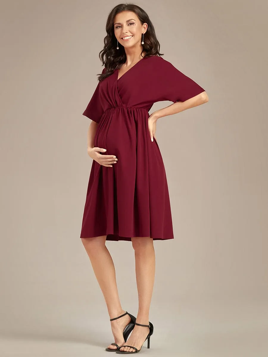 Loose V-Neck Half Sleeve Knee Length Maternity Dress sold by Ever Pretty