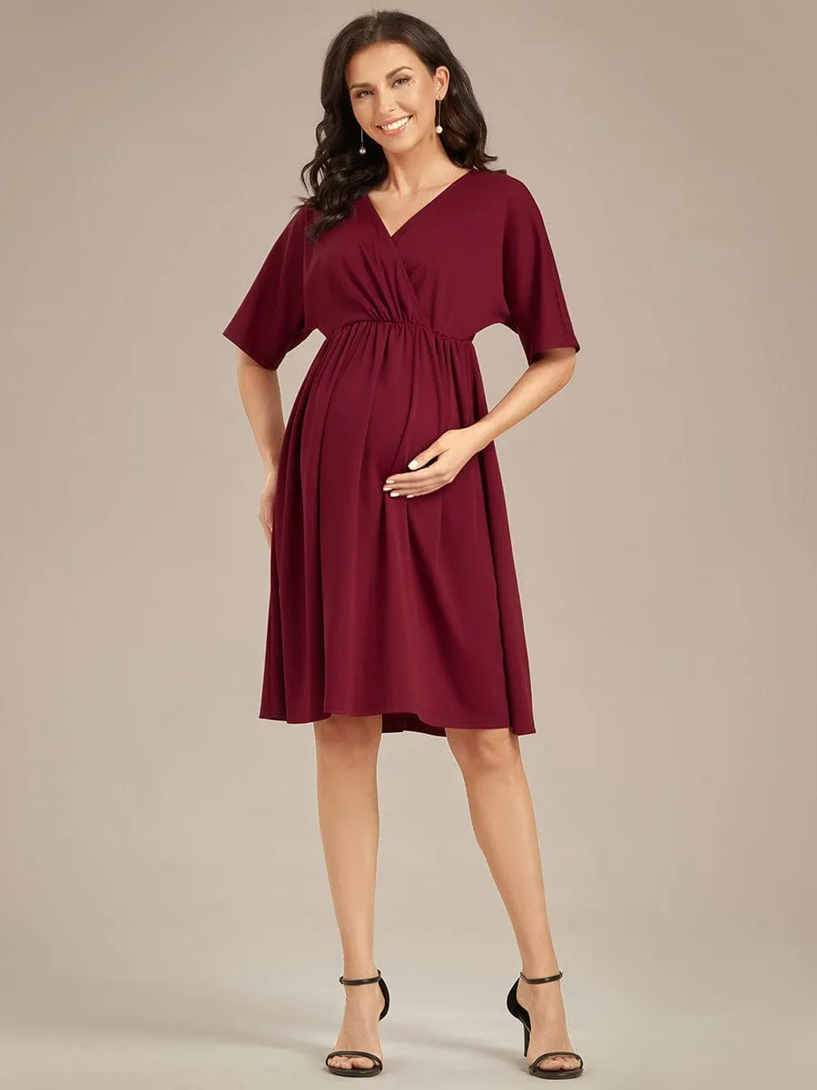 Loose V-Neck Half Sleeve Knee Length Maternity Dress sold by Ever Pretty product image thumbnail 5