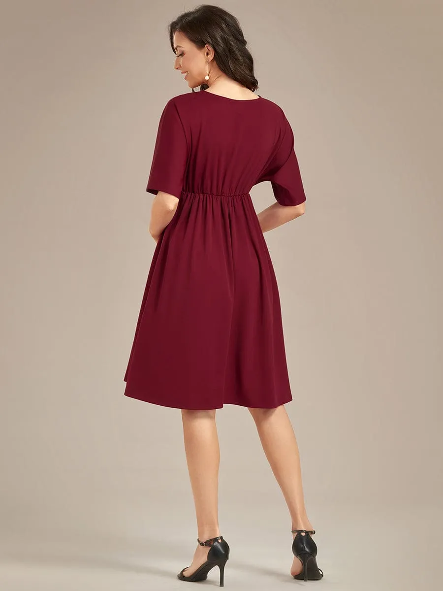 Loose V-Neck Half Sleeve Knee Length Maternity Dress sold by Ever Pretty product image thumbnail 2