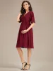 Loose V-Neck Half Sleeve Knee Length Maternity Dress sold by Ever Pretty