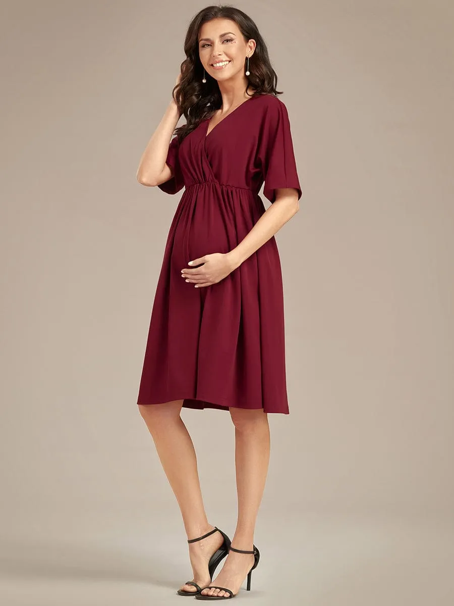 Loose V-Neck Half Sleeve Knee Length Maternity Dress sold by Ever Pretty product image thumbnail 3