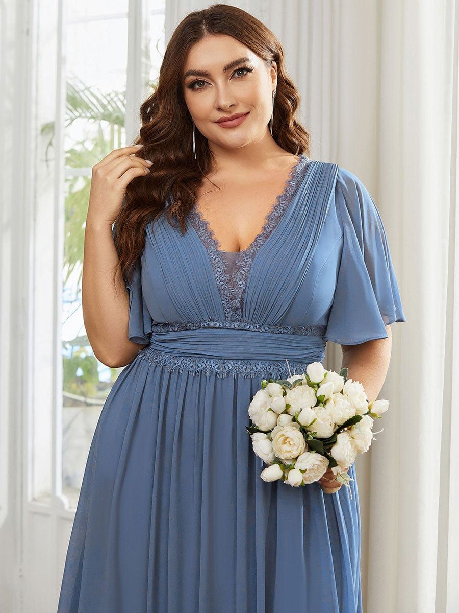 Plus Size Short Sleeve Lace A-Line Chiffon Bridesmaid Dress sold by Ever Pretty product image thumbnail 8
