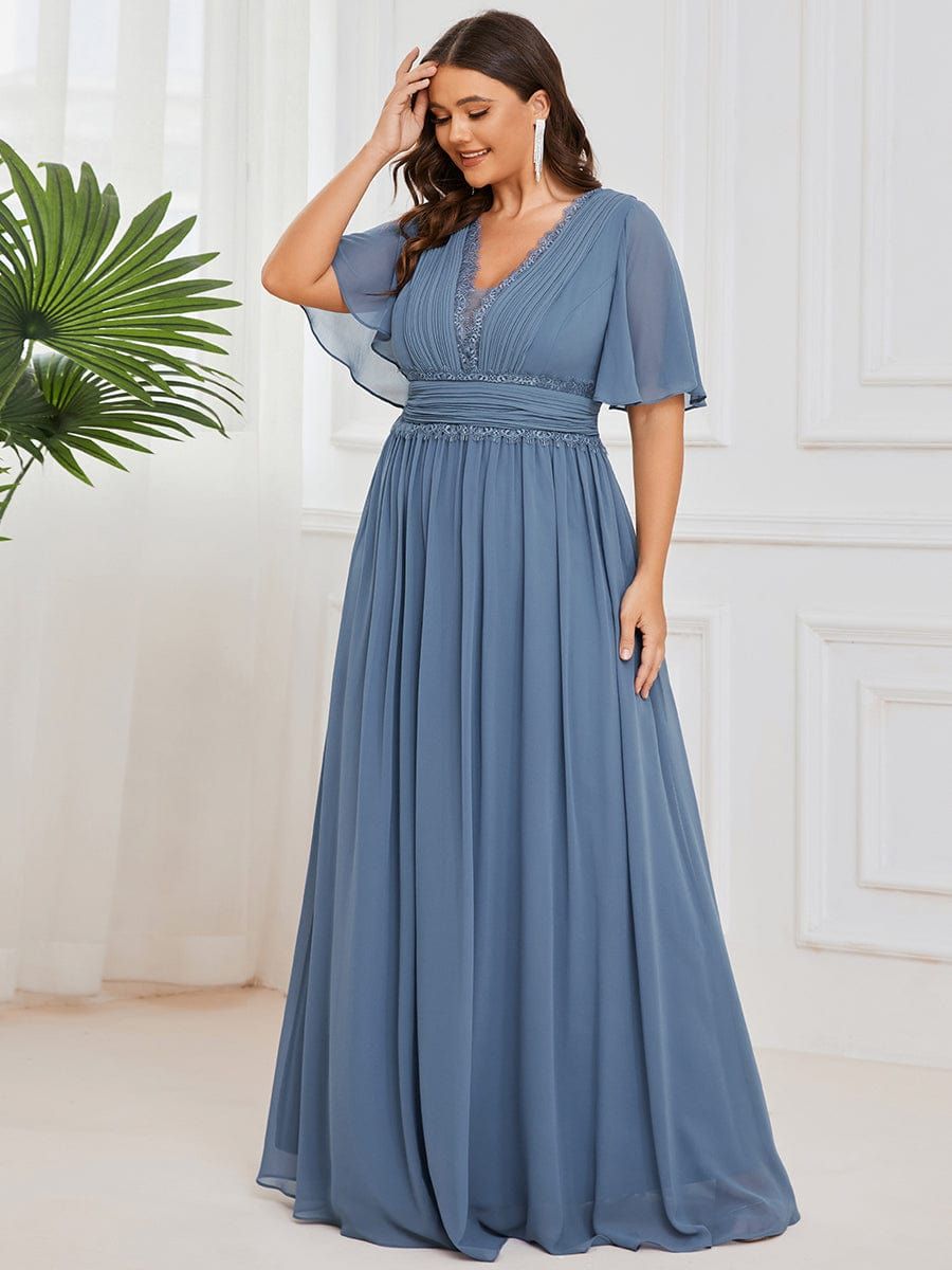 Plus Size Short Sleeve Lace A-Line Chiffon Bridesmaid Dress sold by Ever Pretty product image thumbnail 5