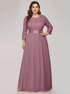 Plus Size Long Lace Sleeve Formal Evening Gowns sold by Ever Pretty