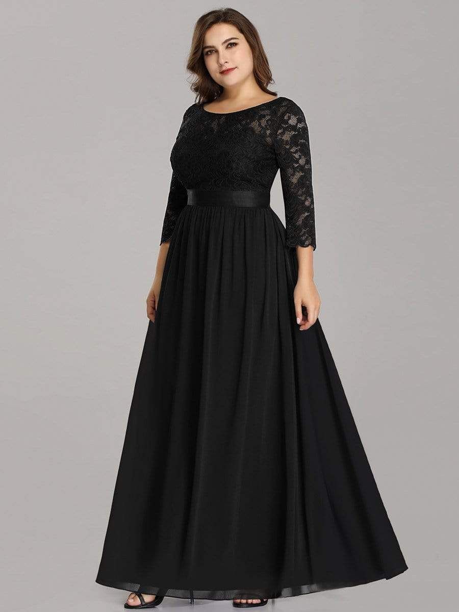Plus Size Long Lace Sleeve Formal Evening Gowns sold by Ever Pretty