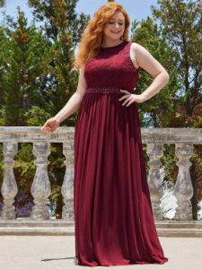 Plus Size Sleeveless Maxi Long A Line Lace Formal Evening Dresses sold by Ever Pretty