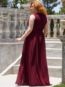 Plus Size Sleeveless Maxi Long A Line Lace Formal Evening Dresses sold by Ever Pretty