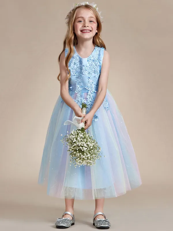 BRIE|Gorgeous White Lace and Tulle Flower Girl Dress with Flower Appliques sold by Ever Pretty