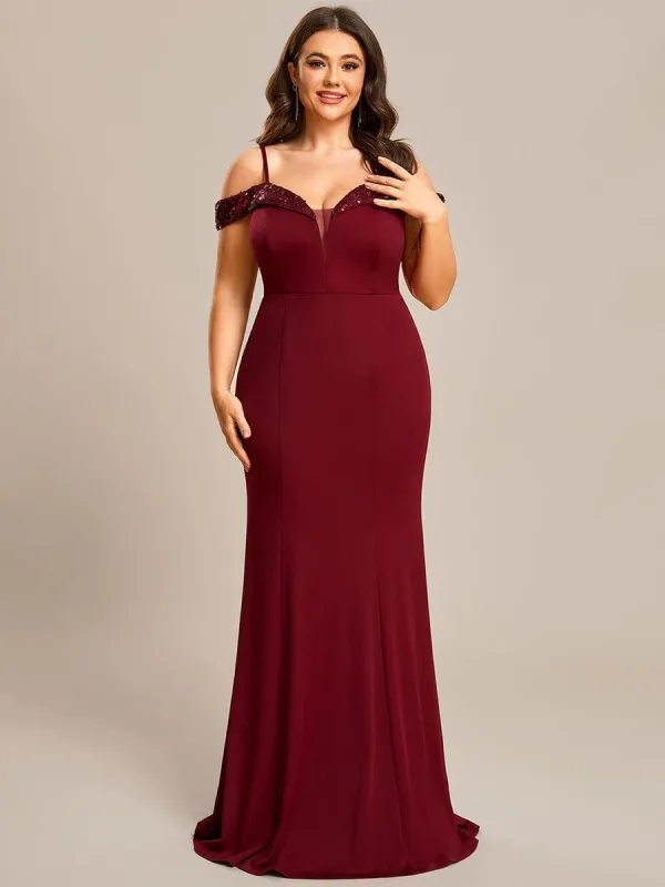 Stylish Plus Size Bodycon Deep V-Neck Sequin Evening Dress sold by Ever Pretty