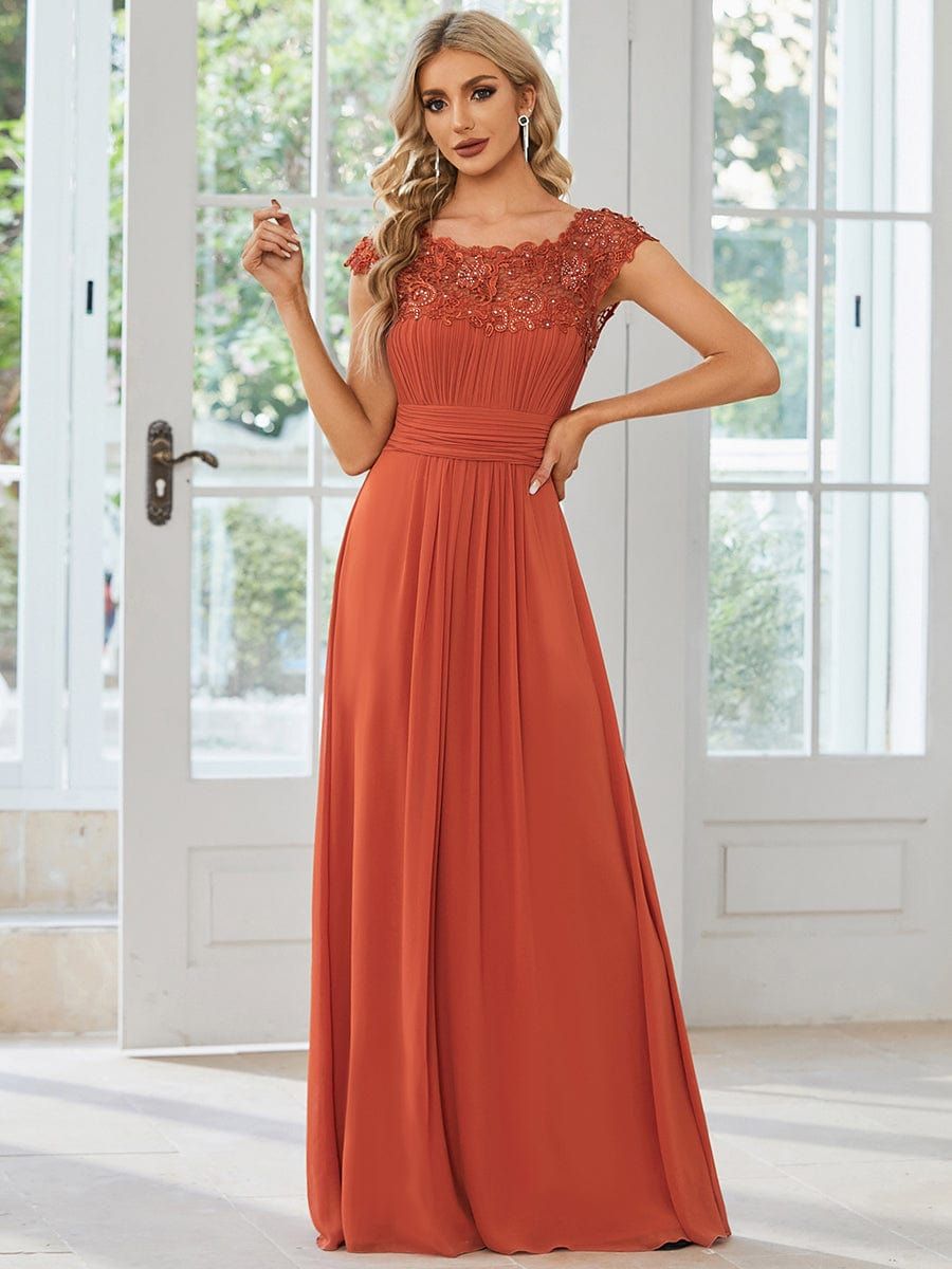 Elegant Floor-Length Lace Cap Sleeve Bridesmaid Dress sold by Ever Pretty product image thumbnail 5