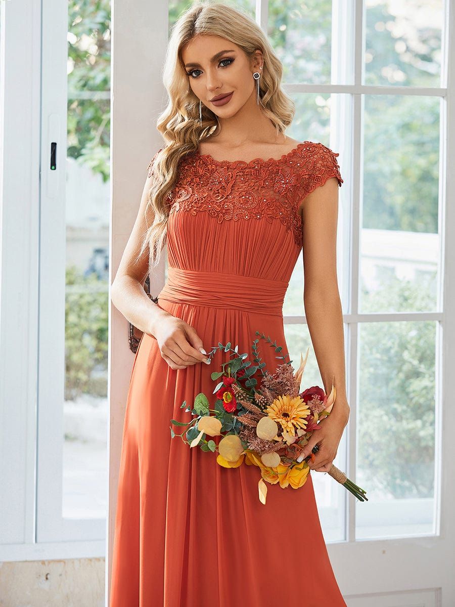 Elegant Floor-Length Lace Cap Sleeve Bridesmaid Dress sold by Ever Pretty product image thumbnail 3