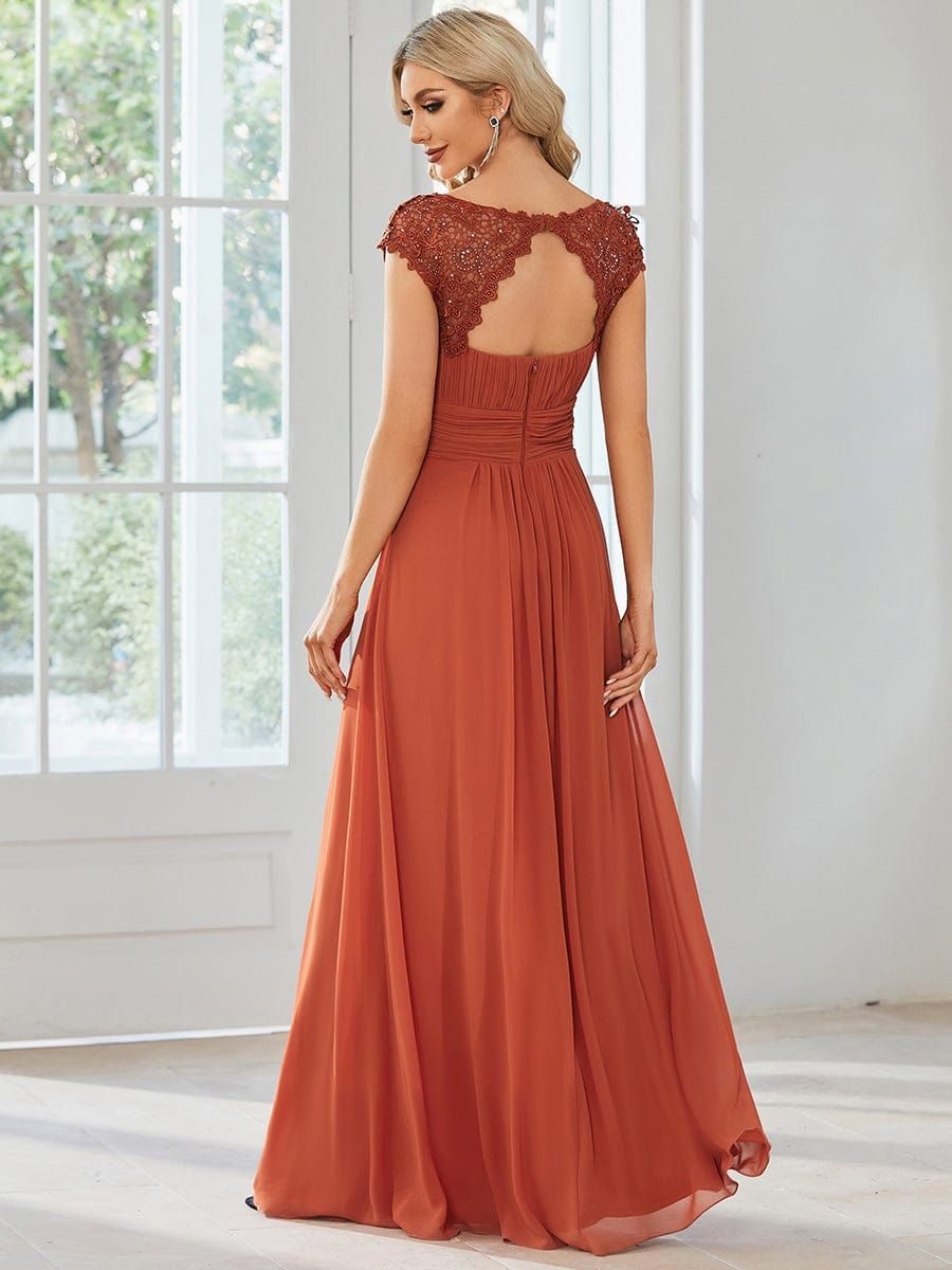 Elegant Floor-Length Lace Cap Sleeve Bridesmaid Dress sold by Ever Pretty product image thumbnail 2