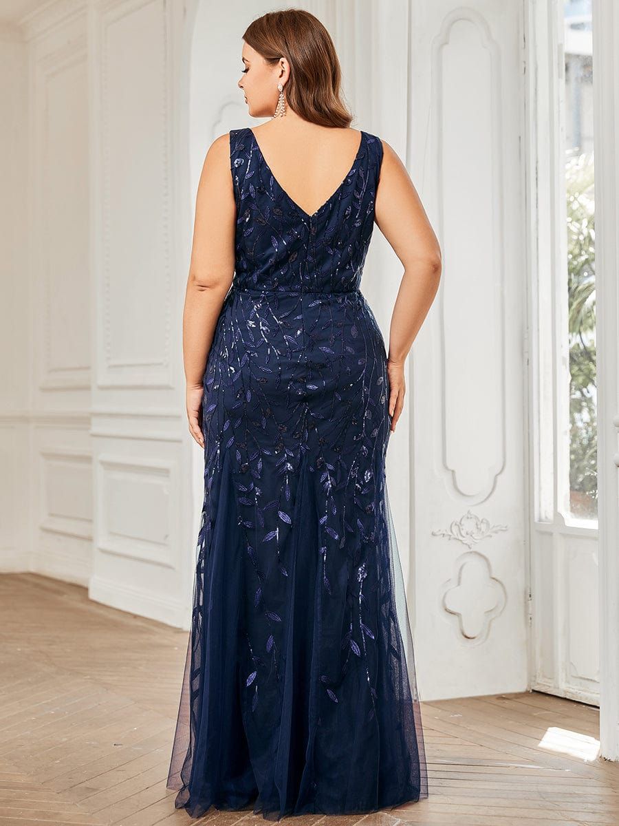 Plus Size Double V-Neck Fishtail Sequin Formal Maxi Evening Dress sold by Ever Pretty product image thumbnail 2
