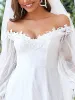 Custom Size Embroidered Lantern Sleeve Off the Shoulder Maxi Wedding Dress sold by Ever Pretty