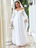 Custom Size Embroidered Lantern Sleeve Off the Shoulder Maxi Wedding Dress sold by Ever Pretty