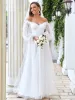 Custom Size Embroidered Lantern Sleeve Off the Shoulder Maxi Wedding Dress sold by Ever Pretty