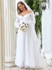 Custom Size Embroidered Lantern Sleeve Off the Shoulder Maxi Wedding Dress sold by Ever Pretty