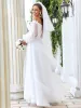 Custom Size Embroidered Lantern Sleeve Off the Shoulder Maxi Wedding Dress sold by Ever Pretty