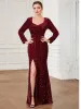 Sequin Long Sleeve Sweetheart Bodycon Front Slit Evening Dress sold by Ever Pretty