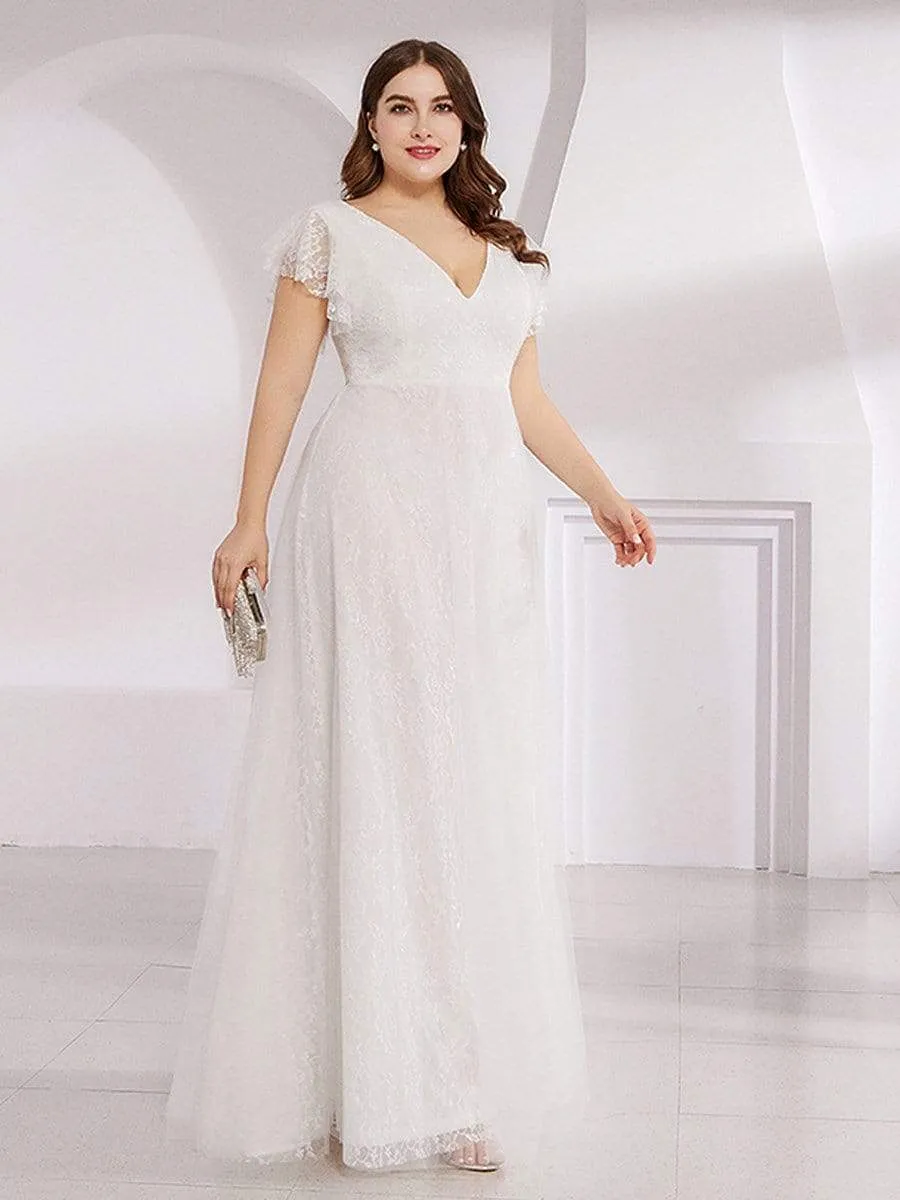 Plus Size Cap Sleeve Floral Lace Long Formal Dresses sold by Ever Pretty product image thumbnail 5