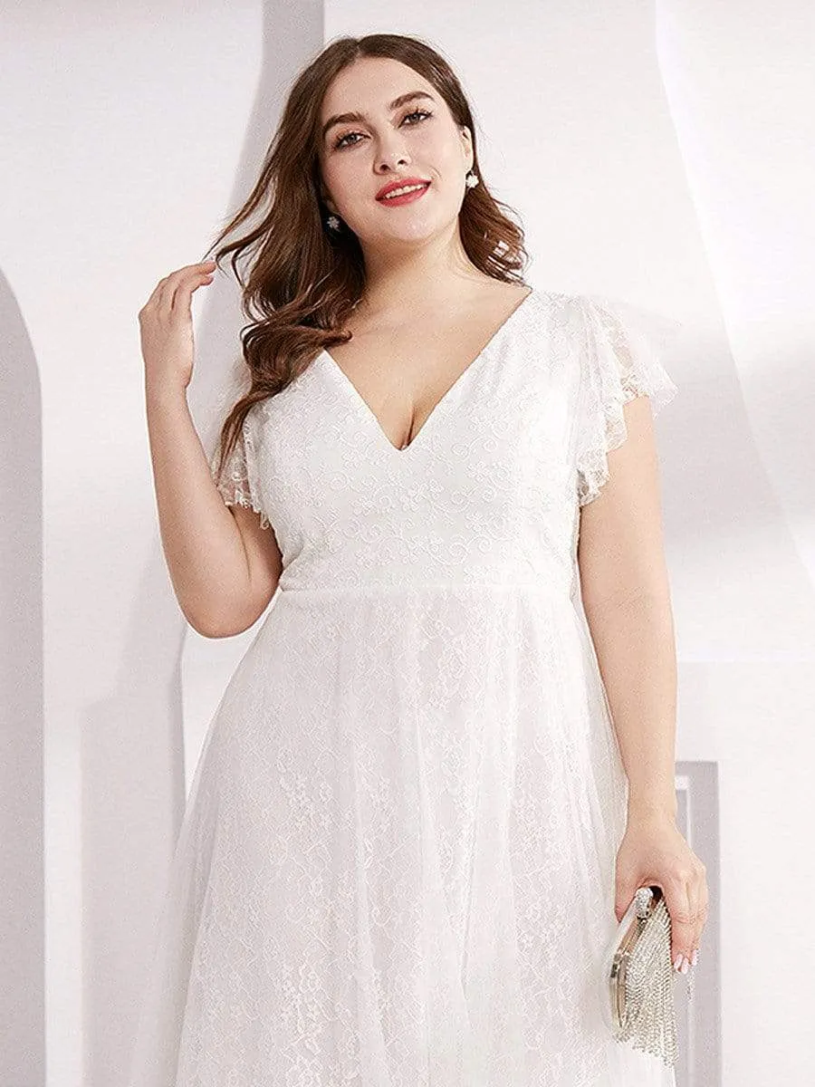 Plus Size Cap Sleeve Floral Lace Long Formal Dresses sold by Ever Pretty product image thumbnail 3