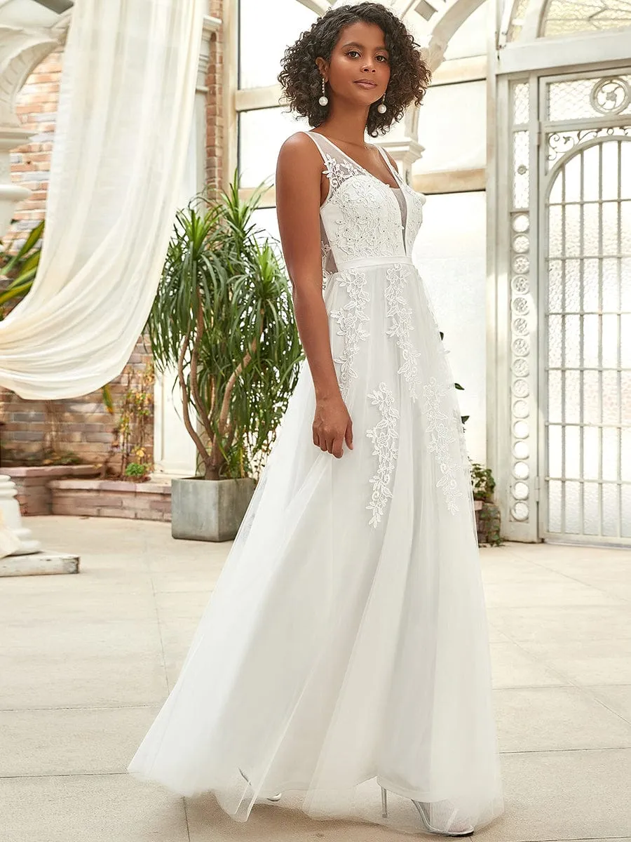 Maxi Long Elegant Ethereal Tulle Wedding Dress sold by Ever Pretty product image thumbnail 4