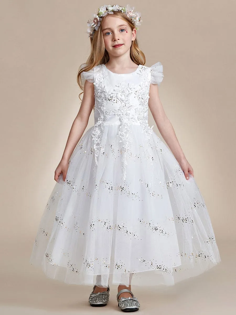 ARISTA|Lace Applique Flutter Sleeves Sparkle Princess Flower Girl Dress sold by Ever Pretty product image thumbnail 5