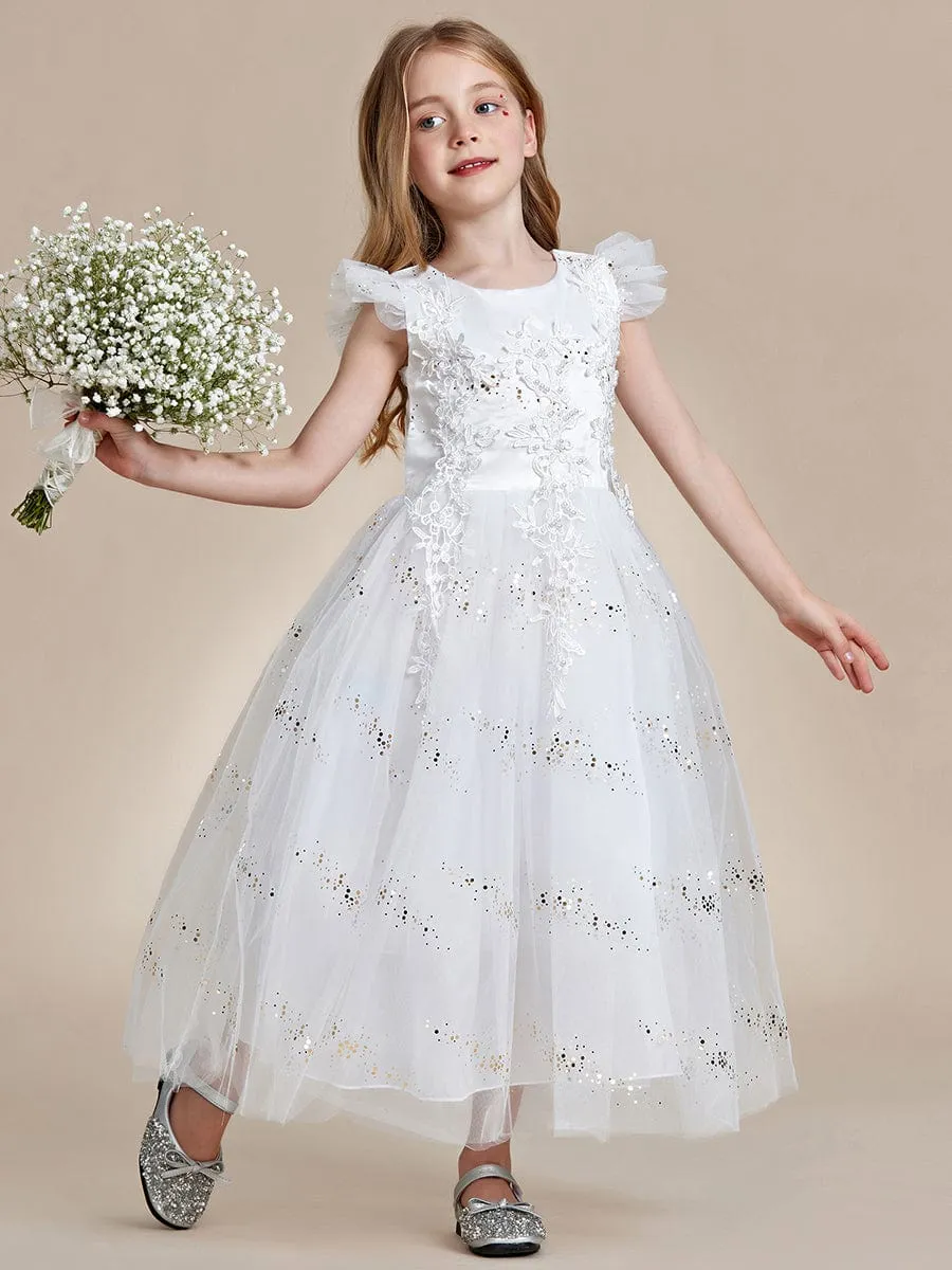 ARISTA|Lace Applique Flutter Sleeves Sparkle Princess Flower Girl Dress sold by Ever Pretty product image thumbnail 3