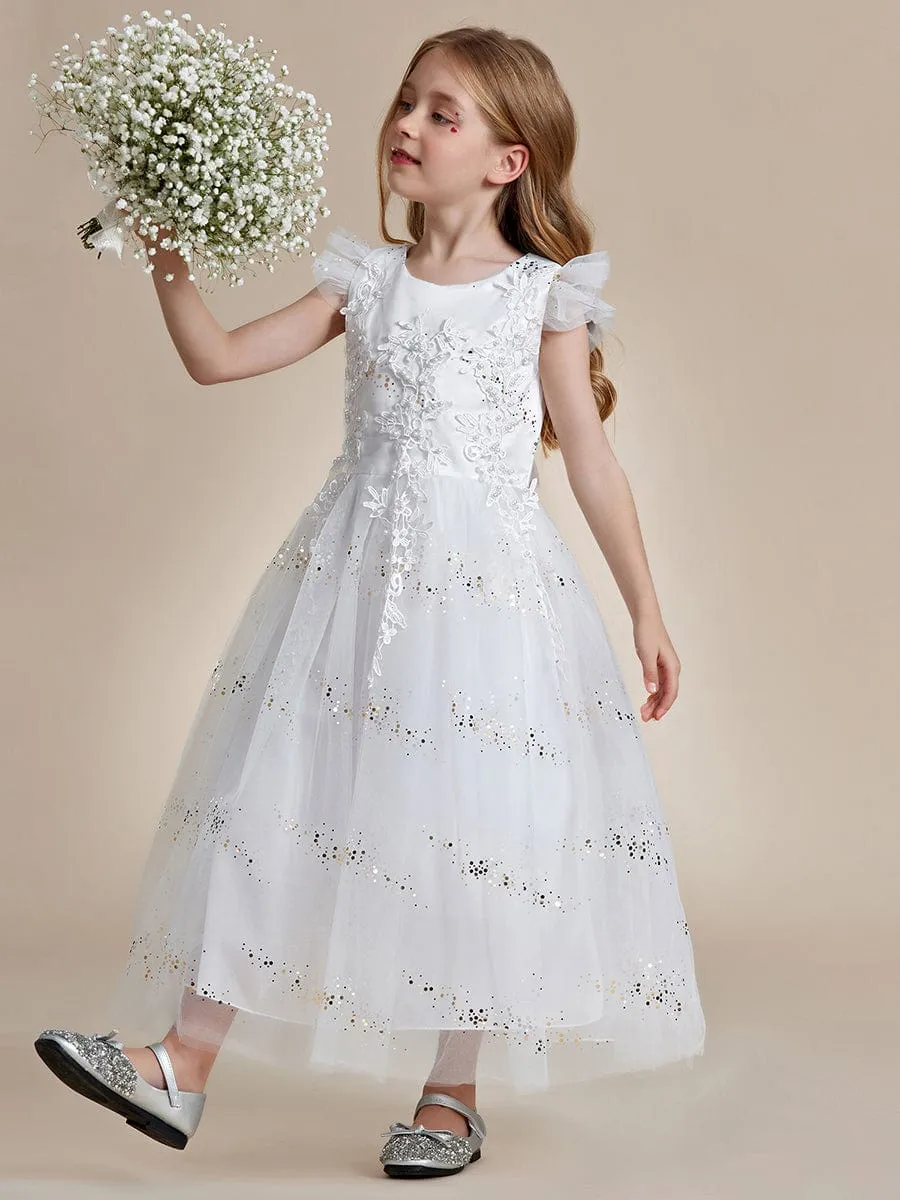 ARISTA|Lace Applique Flutter Sleeves Sparkle Princess Flower Girl Dress sold by Ever Pretty product image thumbnail 4