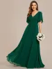 Simple Chiffon Short Sleeves Empire Waist A-Line Maxi Bridesmaid Dress sold by Ever Pretty