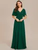 Simple Chiffon Short Sleeves Empire Waist A-Line Maxi Bridesmaid Dress sold by Ever Pretty