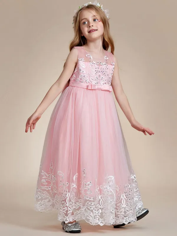 AURIENNA|Gorgeous Applique Princess Dress for Flower Girl with Bowknot sold by Ever Pretty