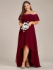 Plus Size Flowy Chiffon High-Low Off The Shoulder Bridesmaid Dress sold by Ever Pretty