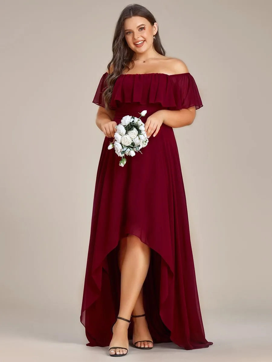 Plus Size Flowy Chiffon High-Low Off The Shoulder Bridesmaid Dress sold by Ever Pretty product image thumbnail 5