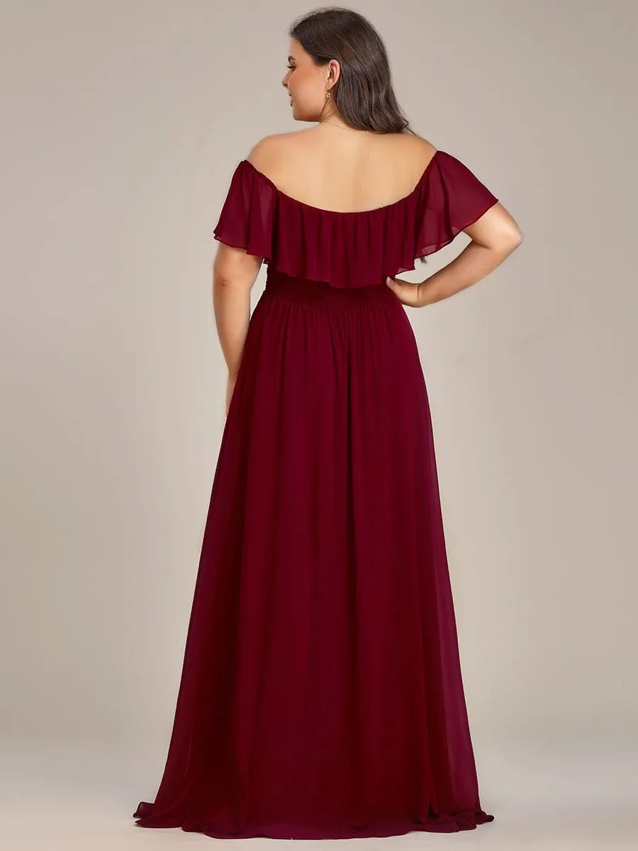 Plus Size Flowy Chiffon High-Low Off The Shoulder Bridesmaid Dress sold by Ever Pretty product image thumbnail 2