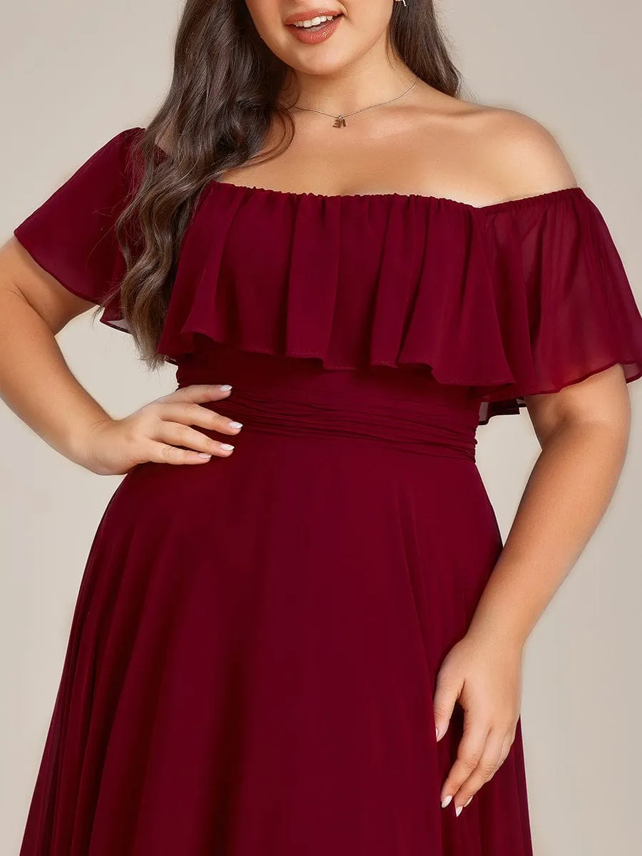 Plus Size Flowy Chiffon High-Low Off The Shoulder Bridesmaid Dress sold by Ever Pretty product image thumbnail 3