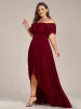 Plus Size Flowy Chiffon High-Low Off The Shoulder Bridesmaid Dress sold by Ever Pretty