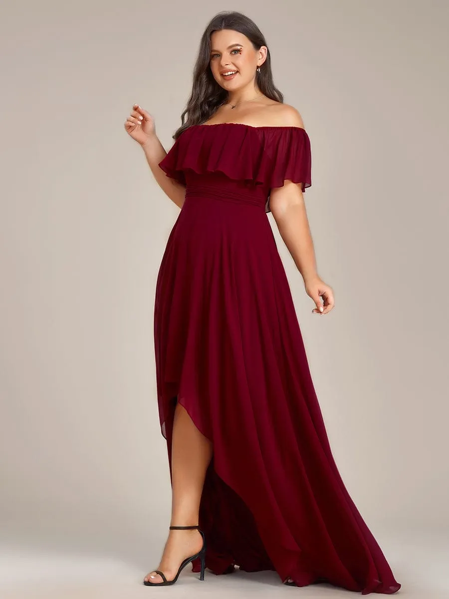 Plus Size Flowy Chiffon High-Low Off The Shoulder Bridesmaid Dress sold by Ever Pretty product image thumbnail 4