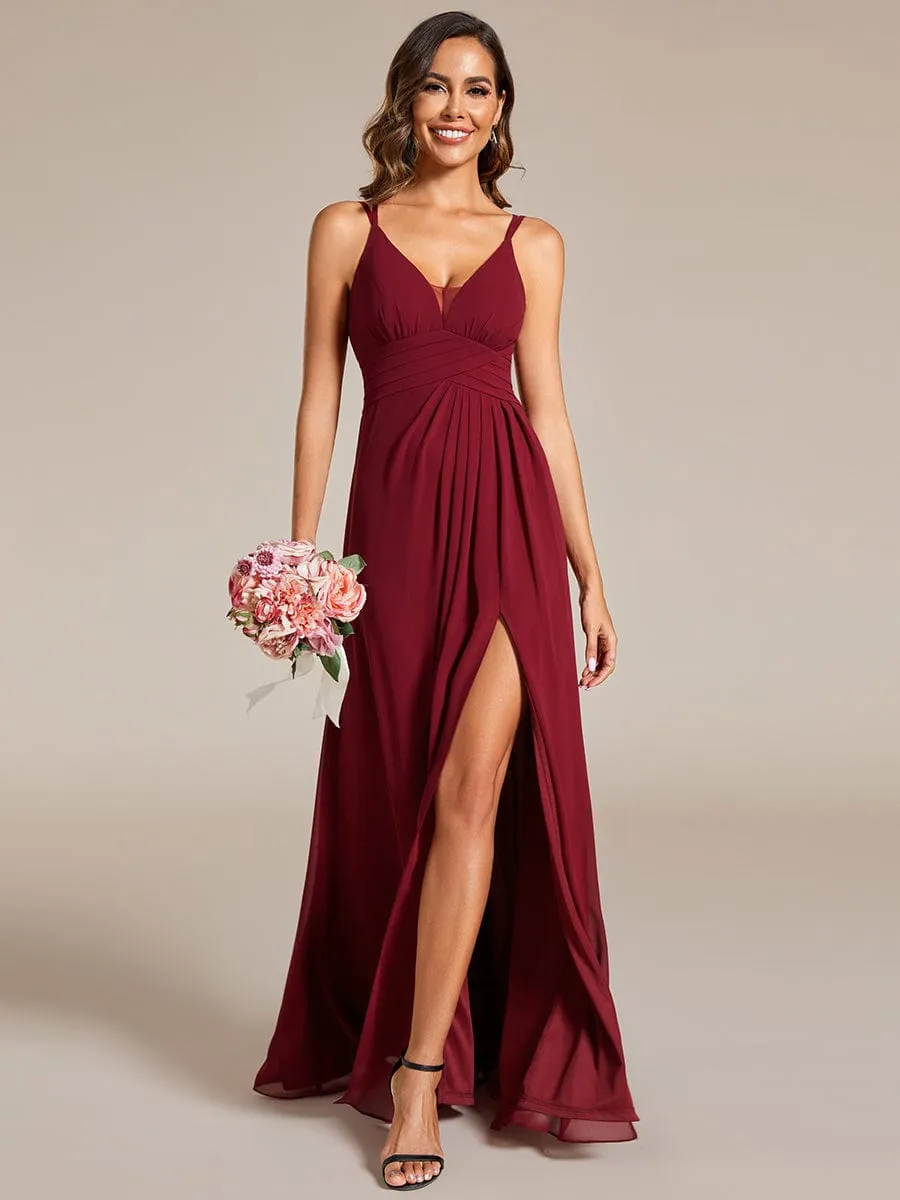 Deep V-Neck High Front Slit Spaghetti Strap Back X-Cross Bridesmaid Dress sold by Ever Pretty product image thumbnail 4