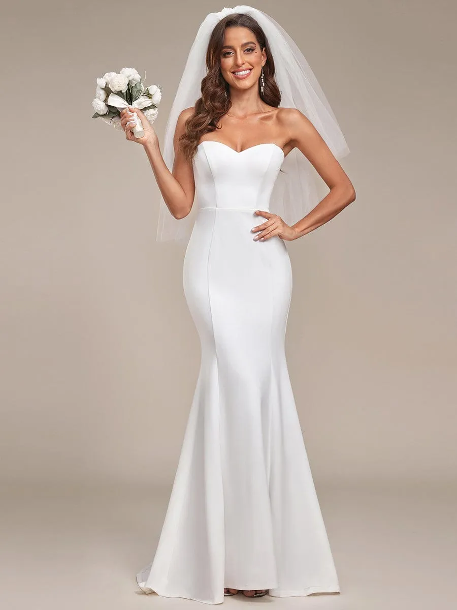 Simple Strapless Mermaid Eloping Dress for Wedding sold by Ever Pretty