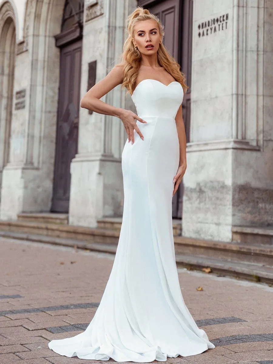 Simple Strapless Mermaid Eloping Dress for Wedding sold by Ever Pretty product image thumbnail 5