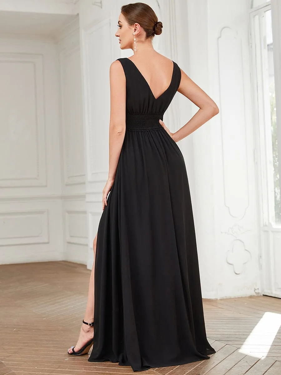 Pleated Chiffon V-Neck Sleeveless Front Slit Bridesmaid Dress sold by Ever Pretty product image thumbnail 4