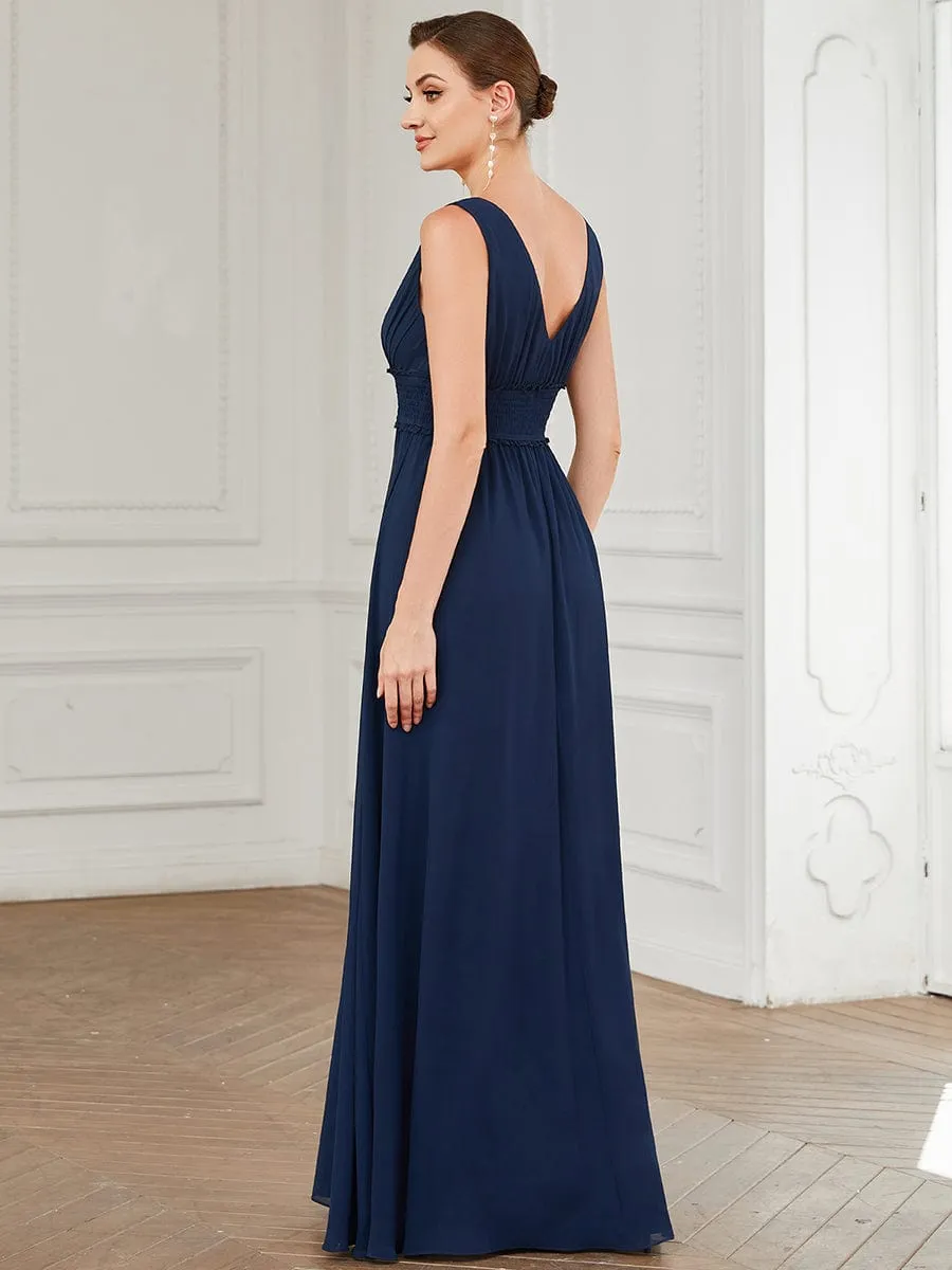 Pleated Chiffon V-Neck Sleeveless Front Slit Bridesmaid Dress sold by Ever Pretty product image thumbnail 2