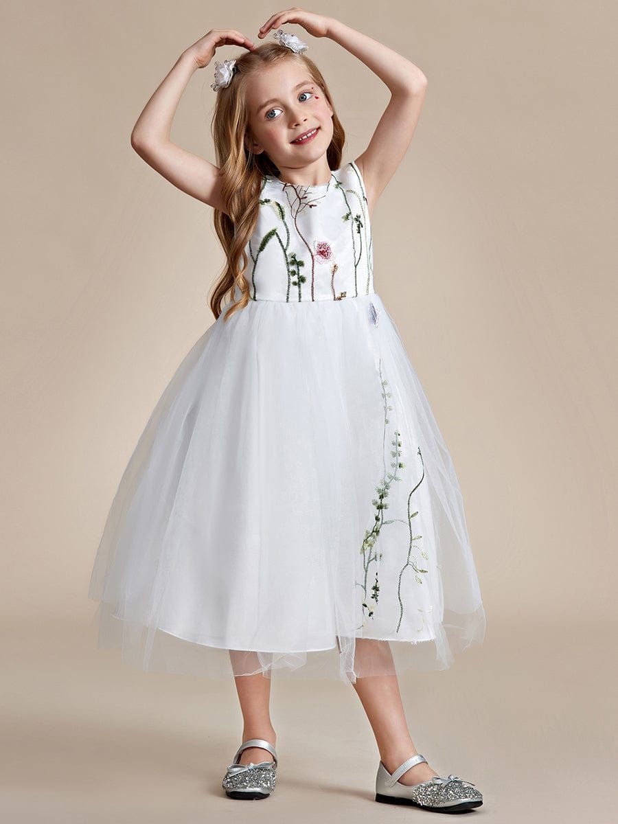 Floral Embroidered Sleeveless Flower Girl Dress with Tulle Cover sold by Ever Pretty product image thumbnail 5