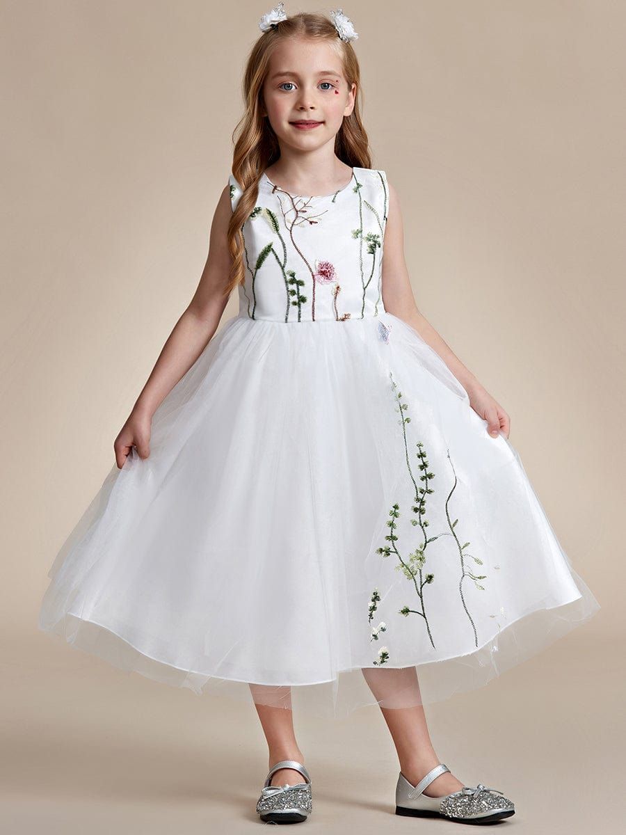 Floral Embroidered Sleeveless Flower Girl Dress with Tulle Cover sold by Ever Pretty product image thumbnail 4