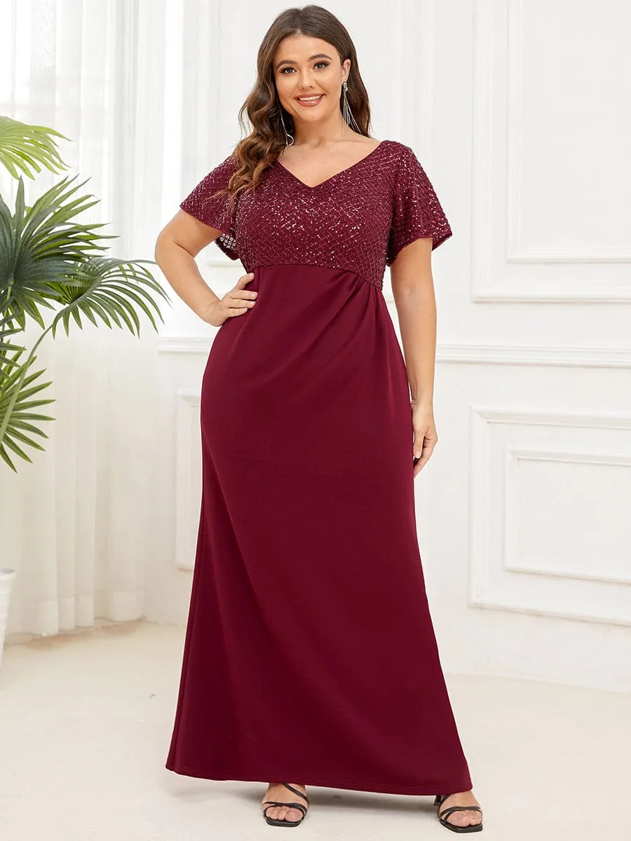 Plus Size Floor-Length Short Sleeve Sequin Mother of the Bride Dress sold by Ever Pretty product image thumbnail 4
