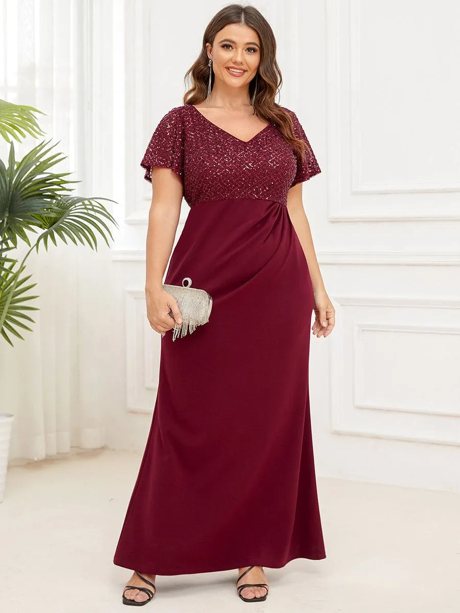 Plus Size Floor-Length Short Sleeve Sequin Mother of the Bride Dress sold by Ever Pretty product image thumbnail 5