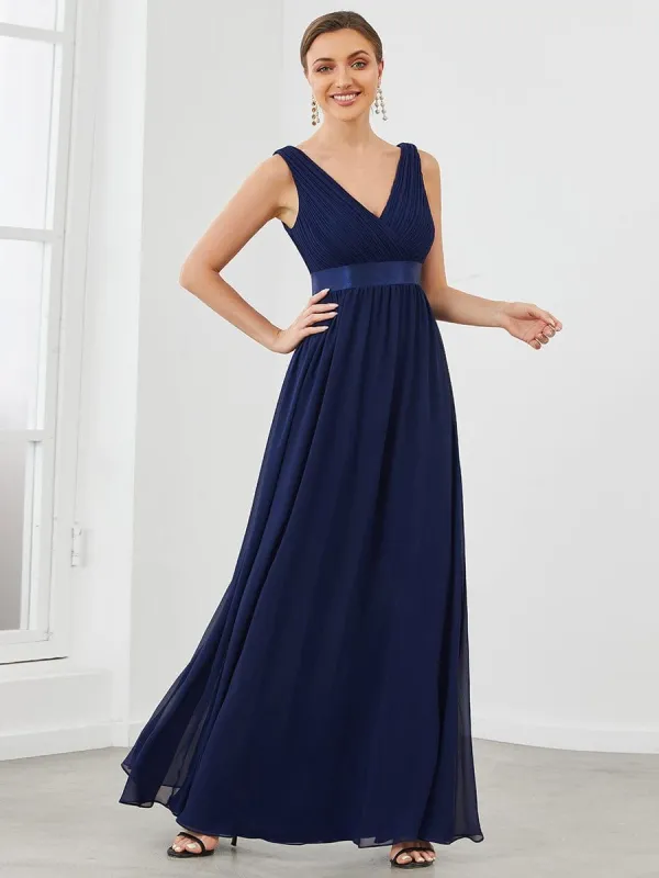 Sleeveless Satin Waist Chiffon A-Line Evening Dress sold by Ever Pretty