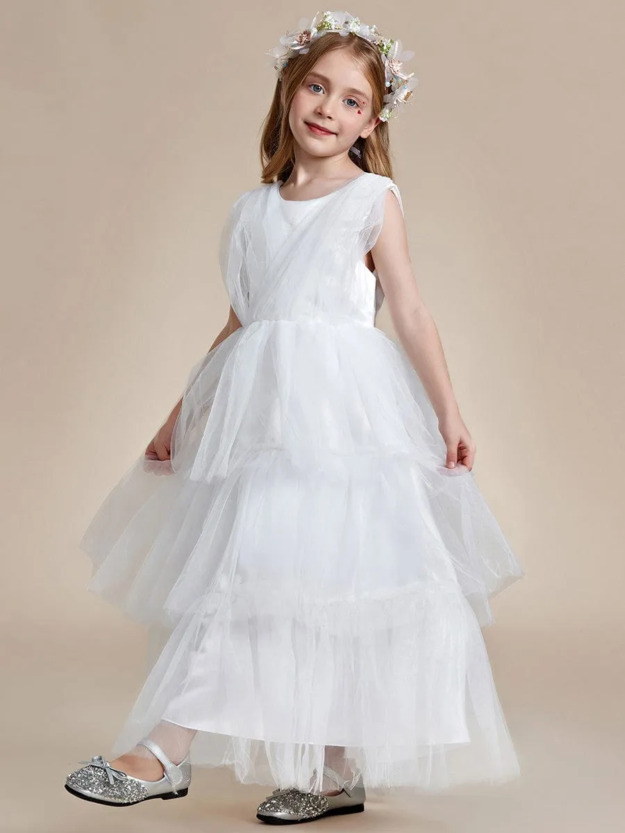 HERMINA|Princess Style Layered Cake Long Tulle Flower Girls Dress sold by Ever Pretty