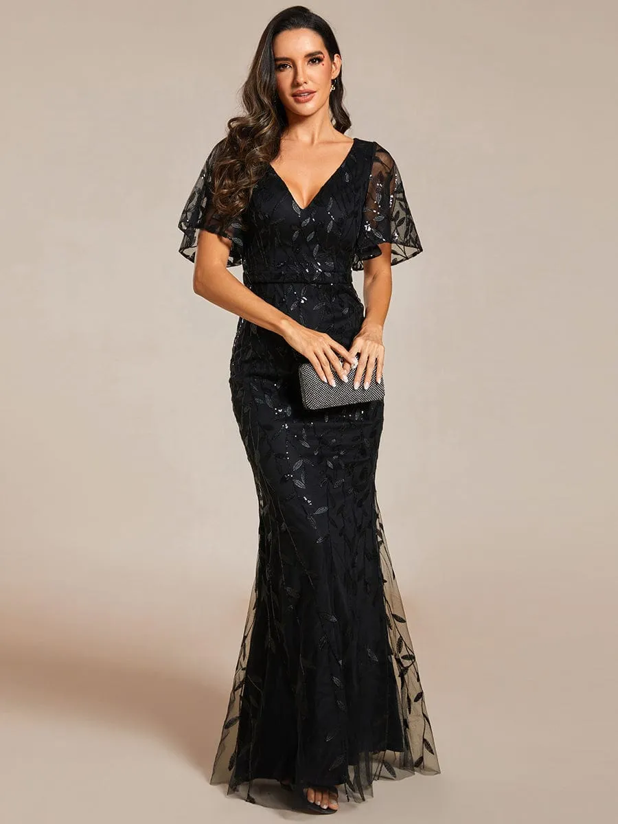 ever DIONE|Gorgeous V Neck Leaf-Sequined Fishtail Party Dress sold by Ever Pretty product image thumbnail 4